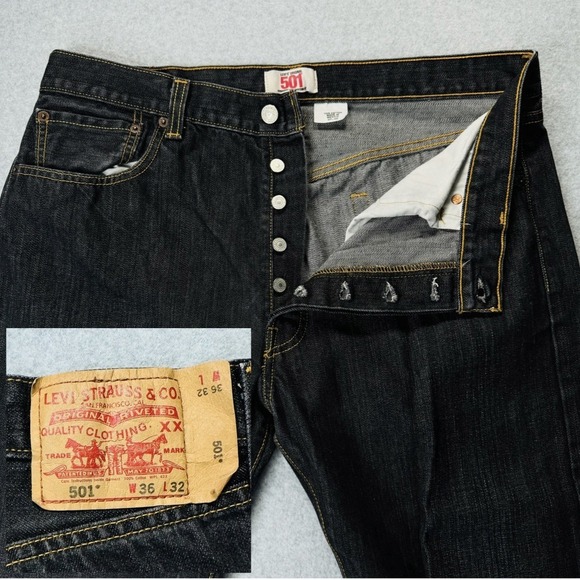 Levi's Other - VTG Levis 501 XX Jeans Mens 36x32 Black Button Fly Straight Leg Denim Pants